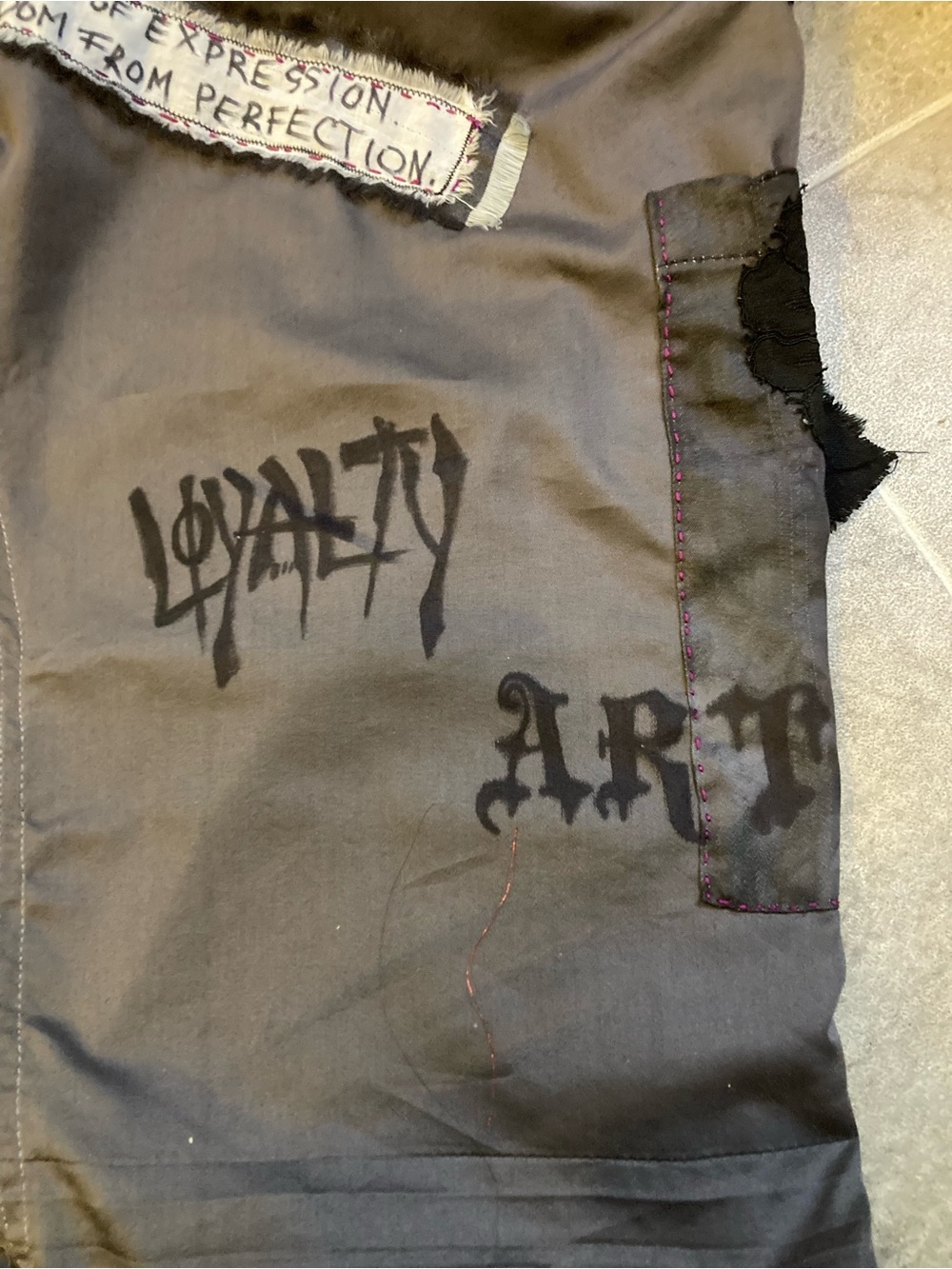 “Clochard de Luxe “ Gray Patchwork Overalls with Black Accents - Picture 7 of 11